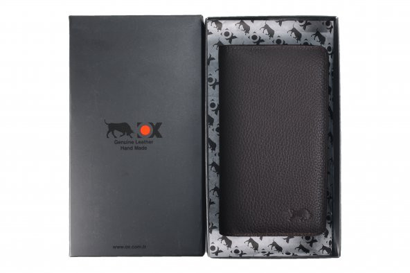 OX Elegant Deri Cüzdan Kahve - Resim 5