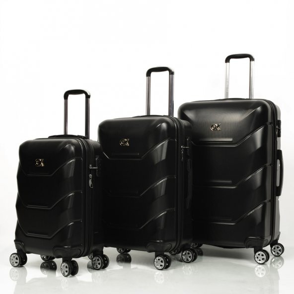 Ox Exclusive 3 lü Siyah Valiz Seti (Büyük + Orta + Kabin ) ürün görseli 1