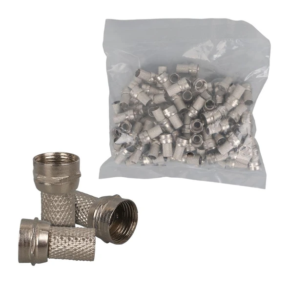 Ayt F Konnektör RG6-U4 18MM Geniş 100 Adet-UJ-2005 18 Mm Uydu Anten Konnektörü ürün görseli 1