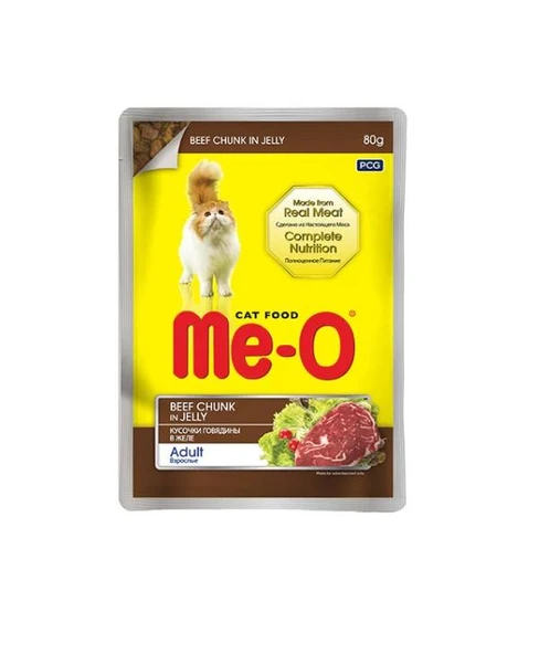 Me-O Pauch Jöle İçinde Dana Etli Kedi Konserve Mama 80 gr ürün görseli 1