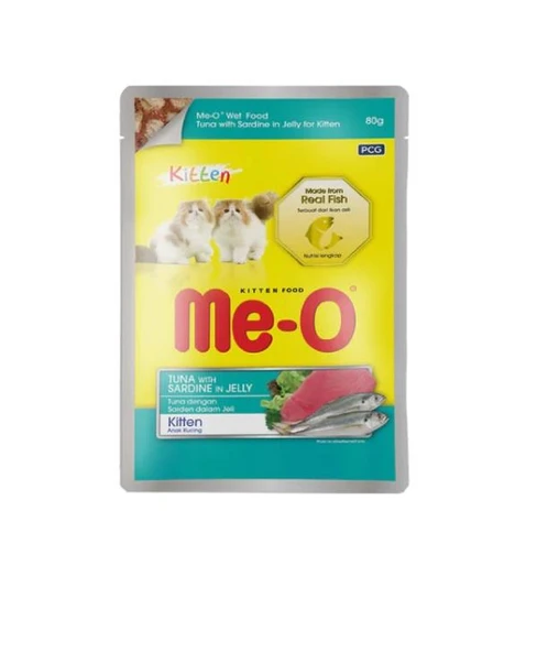 Me-O Pauch Jöle İçinde Kitten Ton Balıklı Sardalyalı Kedi Konserve Mama 80 gr ürün görseli 1