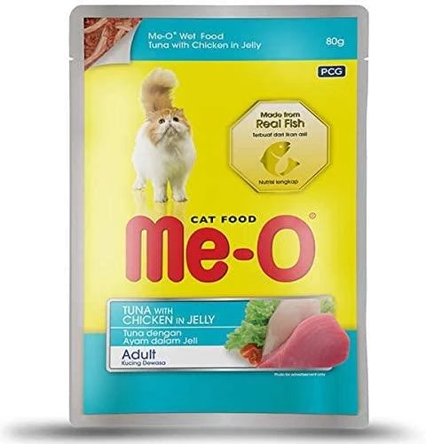 Me-O Pauch Jöle İçinde Ton ve Tavuk Etli Kedi Konserve Mama 80 gr ürün görseli 1