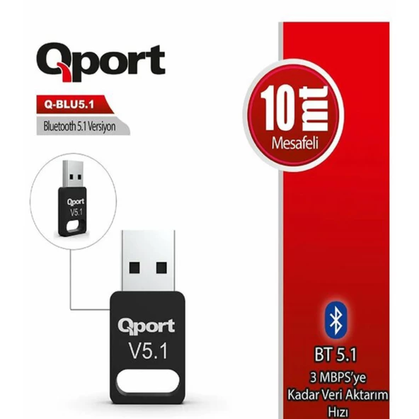 QPORT  Bluetooth 5.1 USB Adaptör Q-BLU5.1 ürün görseli 1