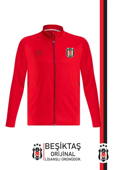 Beşiktaş Orijinal Lisanslı Tam Fermuarlı Dik Yaka Kırmızı Antrenman Sweat ürün görseli 1