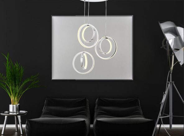 Eray Aydınlatma 1909-3 Krom 3 lü Led Avize - Resim 2