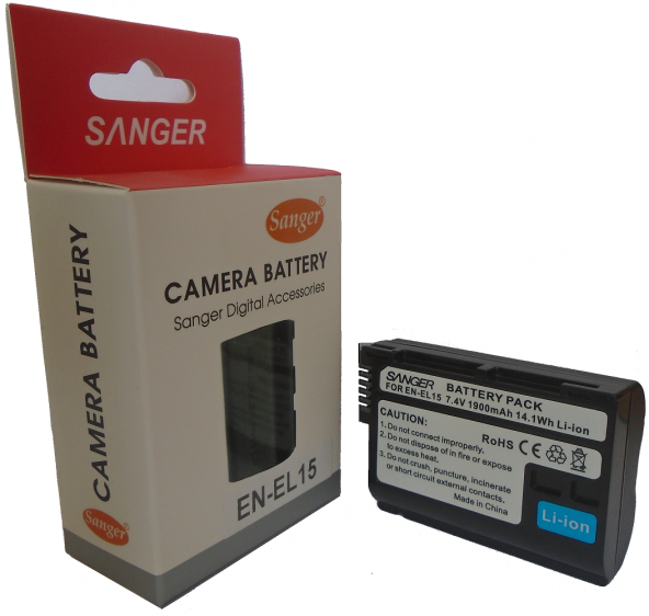 SANGER Sanger EN-EL15, Nikon D7500, D7200, D7100, D800, D810, D750, D610 DSLR Bataryası, Pil ürün görseli 1