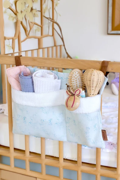 Pratik Askılı Organizer Bebek Arabası Beşik Kenar Fluffy Organizer Solid Yeşil ürün görseli 1