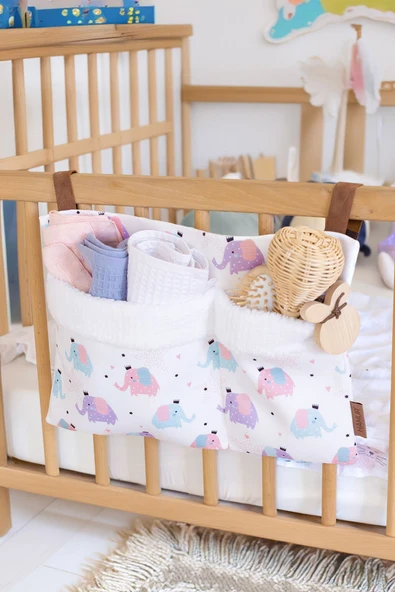 Pratik Askılı Organizer Bebek Arabası Beşik Kenar Fluffy Organizer Elephant ürün görseli 1