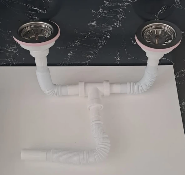 KÖRÜKLÜ SİFON LÜX ÇİFTLİ ÇÖP MAK ( METAL BİLYALI ) - SÜZGÜ Ø 110 mm - Ø 32 LİK ÇIKIŞLI ürün görseli 1