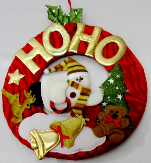YILBAŞI KAPI SÜSÜ OVAL HO HO 28 CM ( KÜÇÜK) ürün görseli 1