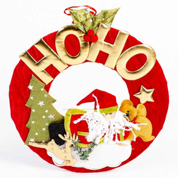 YILBAŞI KAPI SÜSÜ OVAL HO HO 28 CM ( KÜÇÜK) - Resim 2