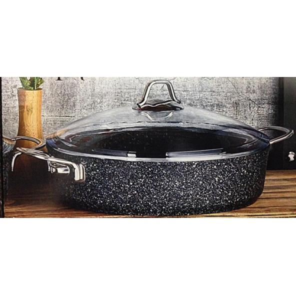 Falez Black Line Granit Döküm 24 Cm Kısa Karnıyarık Tencere ürün görseli 1