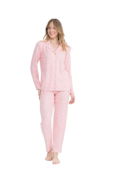 U.S. Polo Assn. Kadın Boydan Patlı Uzun Kollu Pijama Takımı ürün görseli 1