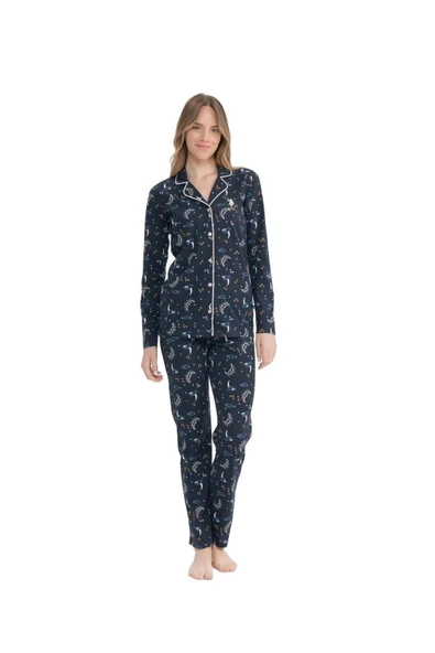U.S. Polo Assn. Kadın Gece Desenli Patlı Pijama Takımı ürün görseli 1