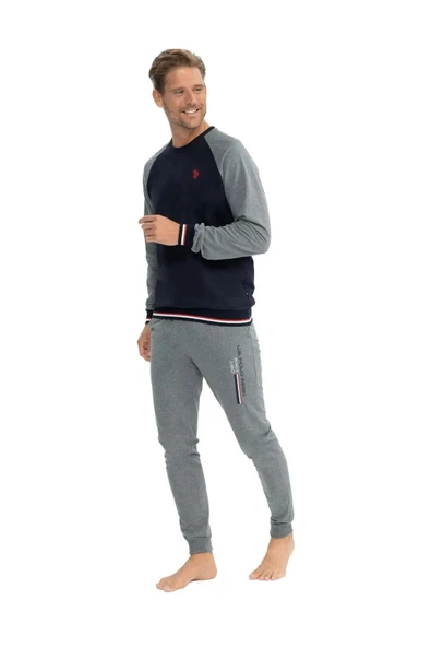 U.S. Polo Assn. Erkek Uzun Kollu Paçaları Lastikli Pijama Takımı ürün görseli 1
