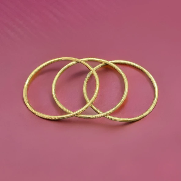 3'lü Gold Renk Oval Parlak Model Antialerjik 316L Çelik Kadın Bileklik ürün görseli 1