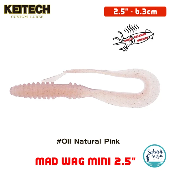 Keitech Mad Wag Mini 6.3cm (2.5") #011 Natural Pink Kokulu Silikon Kurt ürün görseli 1
