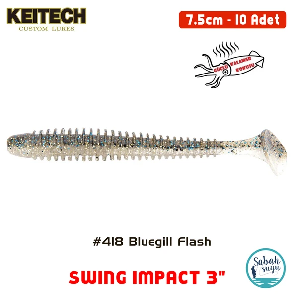 Keitech Swing İmpact 7.5cm (3") #418 Bluegill Flash Kokulu Silikon Balık ürün görseli 1
