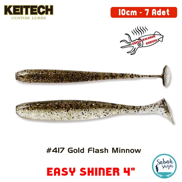 Keitech Easy Shiner 10cm (4") #417 Gold Flash Minnow Kokulu Silikon Balık ürün görseli 1