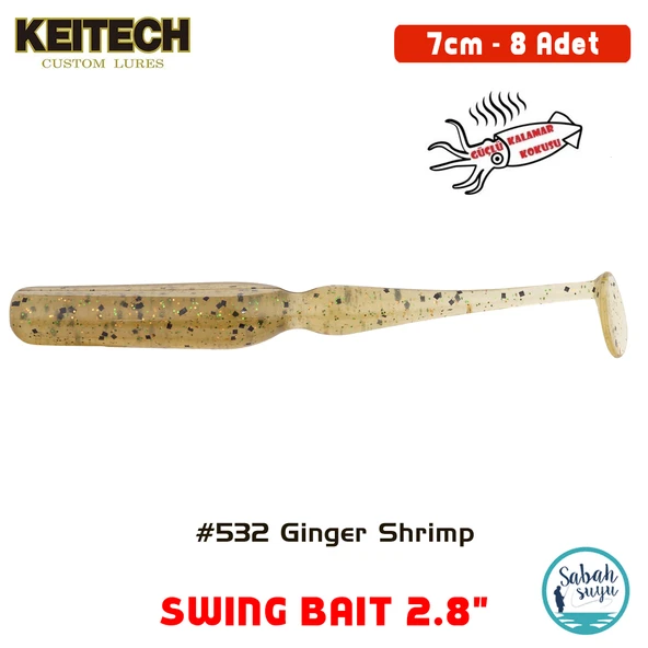 Keitech Swing Bait 7cm (2.8") #532 Ginger Shrimp Kokulu Silikon Balık ürün görseli 1