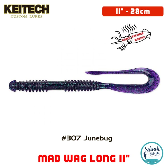 Keitech Mad Wag Long 28cm (11") #307 Junebug Kokulu Silikon Kurt ürün görseli 1