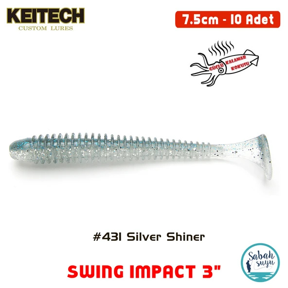 Keitech Swing İmpact 7.5cm (3") #431 Silver Shiner Kokulu Silikon Balık ürün görseli 1