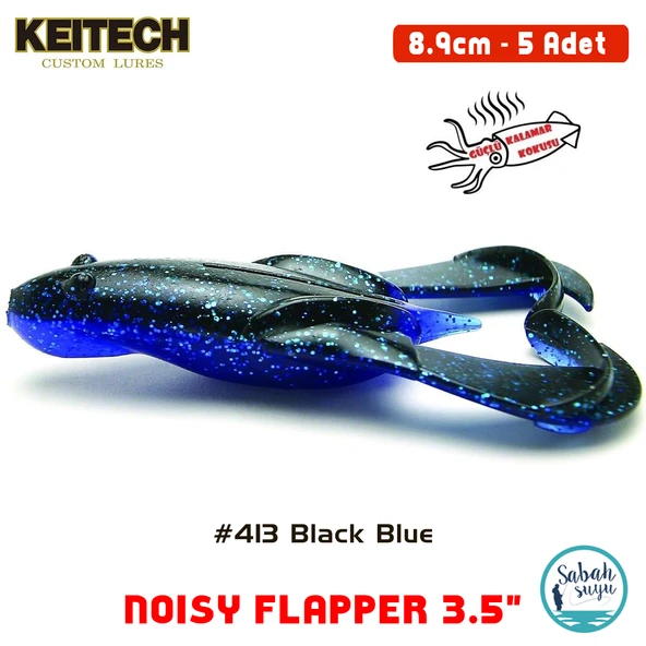 Keitech Noisy Flapper 8.9cm (3.5") #413 Black Blue Kokulu Silikon Kurbağa ürün görseli 1