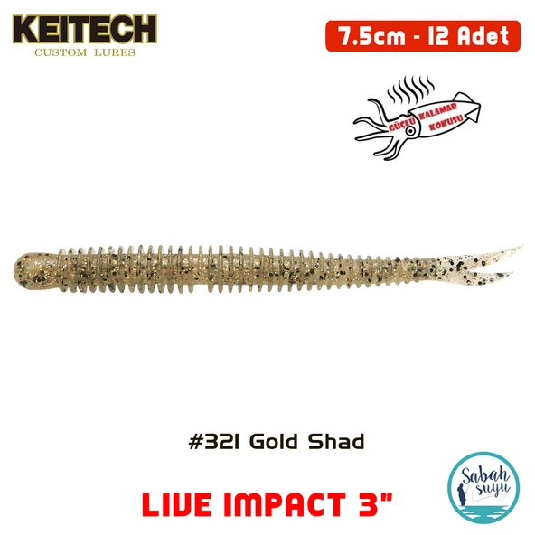 Keitech Live İmpact 7.5cm (3") #321 Gold Shad Kokulu Silikon Balık ürün görseli 1