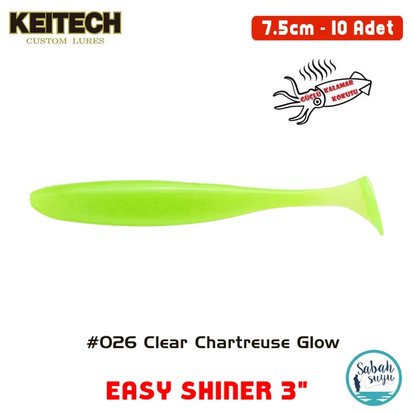 Keitech Easy Shiner 7.5cm (3") #026 Clear Chartreuse Glow Kokulu Silikon Balık ürün görseli 1