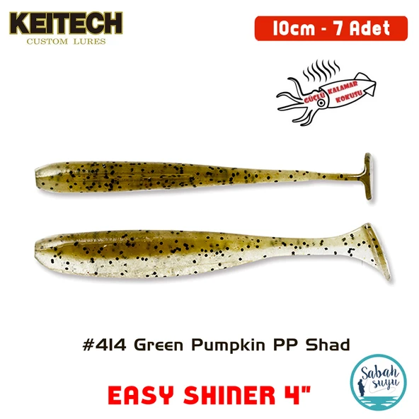 Keitech Easy Shiner 10cm (4") #414 Green Pumpkin PP Shad Kokulu Silikon Balık ürün görseli 1