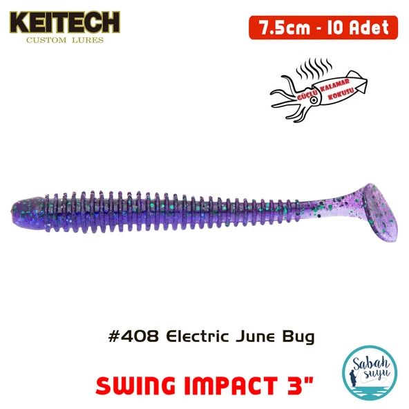 Keitech Swing İmpact 7.5cm (3") #408 Electric June Bug Kokulu Silikon Balık ürün görseli 1