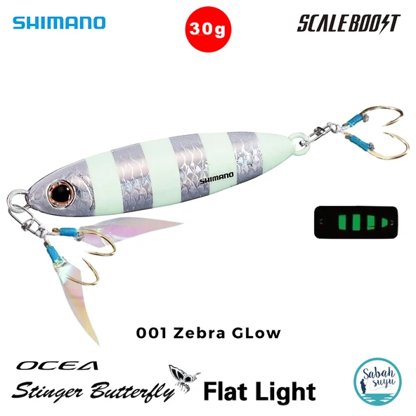 Shimano Stinger Butterfly Flat Light Jig 30gr 58mm 001 Zebra Glow ürün görseli 1