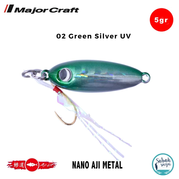 Major Craft Nano Aji Metal 5.0gr 23mm #02 Green Silver UV ürün görseli 1