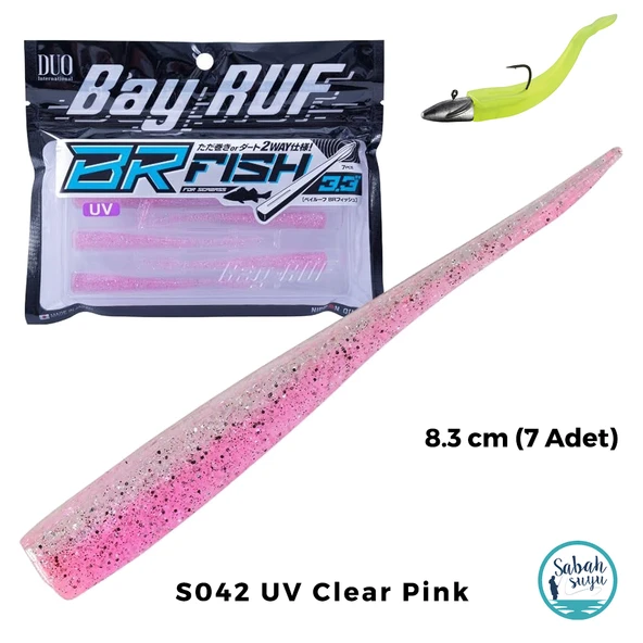 Duo Bay Ruf BR Fish 3.3 Silikon Kuyruk 8.3 cm S042 UV Clear Pink (7 Adet) ürün görseli 1