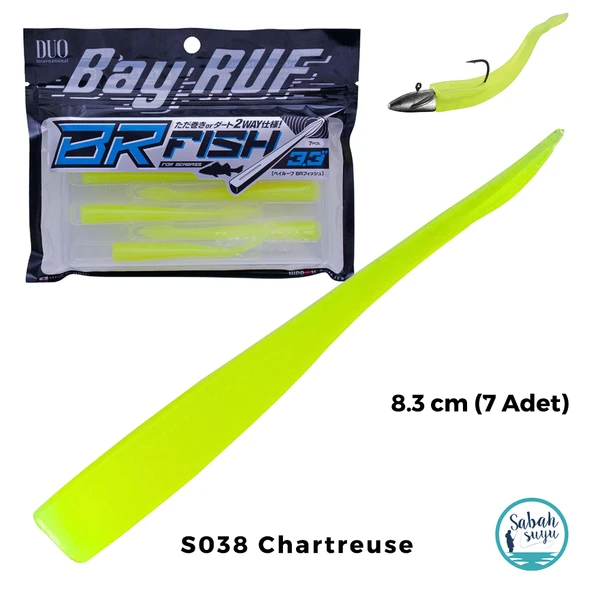 Duo Bay Ruf BR Fish 3.3 Silikon Kuyruk 8.3 cm S038 Chartreuse (7 Adet) ürün görseli 1