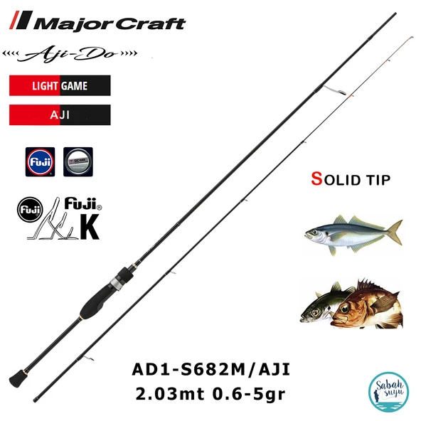 Major Craft 1G Ajido AD1-S682M/AJI Solid 2.03mt 0.6-5gr (2P) LRF Kamış ürün görseli 1