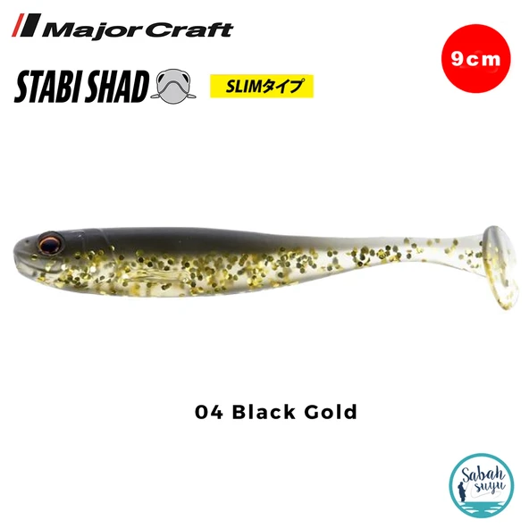Major Craft Stabi Shad Slim 9cm Silikon Balık #04 Black Gold ürün görseli 1