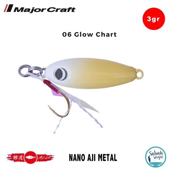 Major Craft Nano Aji Metal 3.0gr 19mm #06 Glow Chart ürün görseli 1