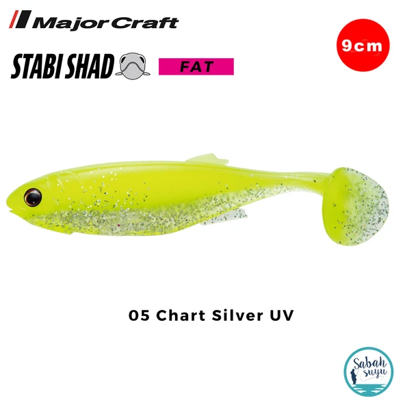 Major Craft Stabi Shad Fat 9cm Silikon Balık #05 Chart Silver UV ürün görseli 1