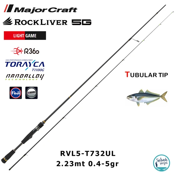 Major Craft Rockliver 5G RVL5-T732UL Tubular 2.23mt 0.4-5gr (2P) LRF Kamış ürün görseli 1