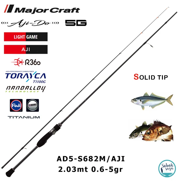 Major Craft 5G Ajido AD5-S682M/AJI 2.03mt 0.6-5gr (2P) LRF Kamış ürün görseli 1