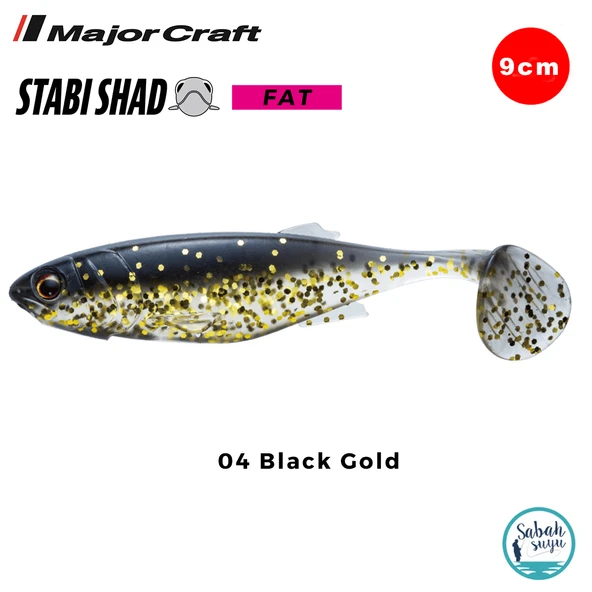 Major Craft Stabi Shad Fat 9cm Silikon Balık #04 Black Gold ürün görseli 1