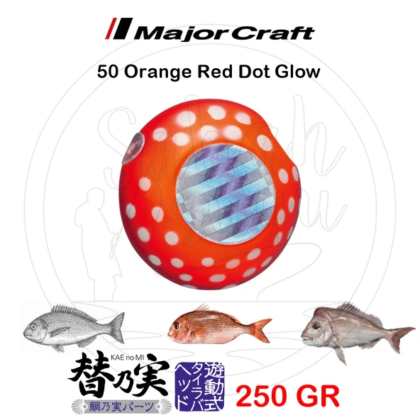 Major Craft TM-Head Slider Tai Rubber Jig 250gr #50 Orange Red Dot Glow ürün görseli 1
