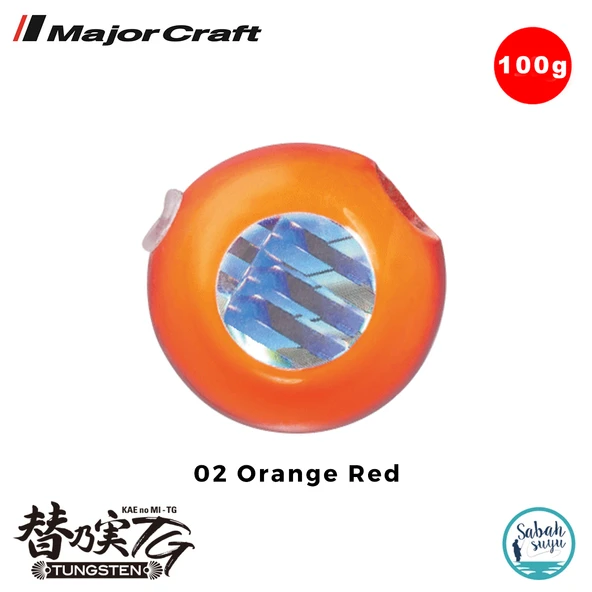 Major Craft TMTG-Head Tungsten Slider Tai Rubber Jig 100gr #02 Orange Red ürün görseli 1