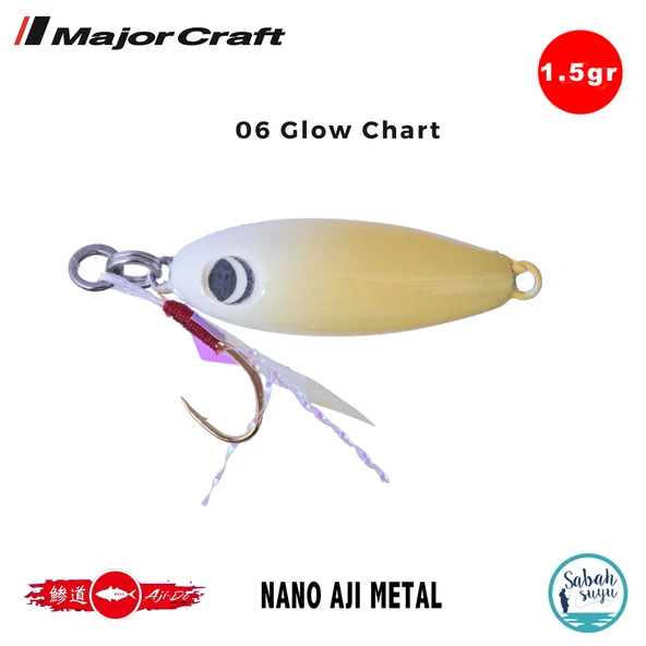 Major Craft Nano Aji Metal 1.5gr 16mm #06 Glow Chart ürün görseli 1