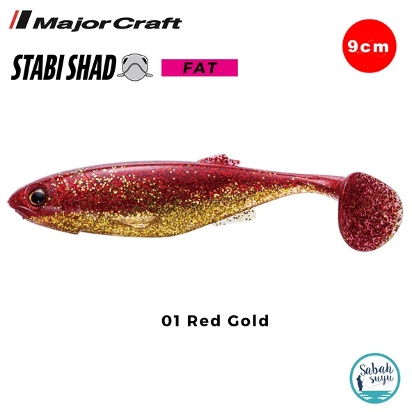 Major Craft Stabi Shad Fat 9cm Silikon Balık #01 Red Gold ürün görseli 1