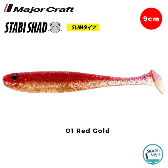 Major Craft Stabi Shad Slim 9cm Silikon Balık #01 Red Gold ürün görseli 1
