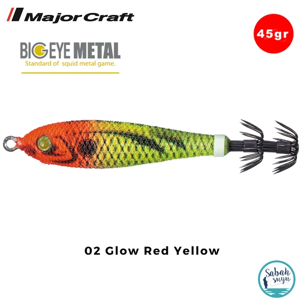 Major Craft Big Eye Metal Kalamar Zokası 45gr BEM-12 #02 Glow Red Yellow ürün görseli 1