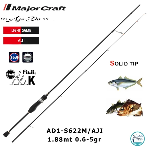 Major Craft 1G Ajido AD1-S622M/AJI Solid 1.88mt 0.6-5gr (2P) LRF Kamış ürün görseli 1