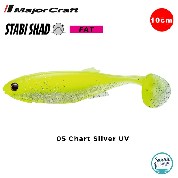 Major Craft Stabi Shad Fat 10cm Silikon Balık #05 Chart Silver UV ürün görseli 1